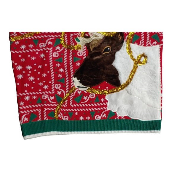 Ugly Christmas Sweater Women's Extra Large Red Reindeer Holiday Grandma Pullover - Picture 9 of 9